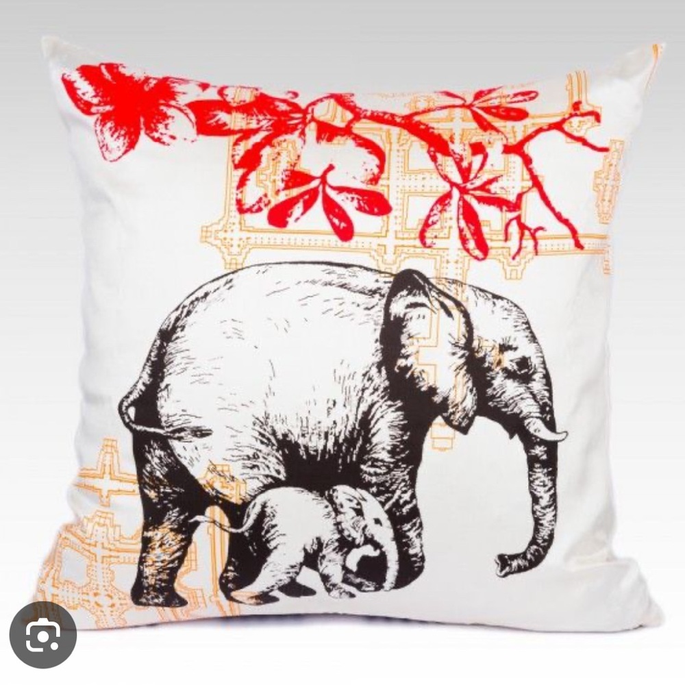 Artisans Angkor Cream and Orange pillow sham 16”x17” no insert